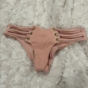 COMING SOON; Barely Worn - Beach Bunny - Rib Tide Strappy Bikini Bottom - Blush